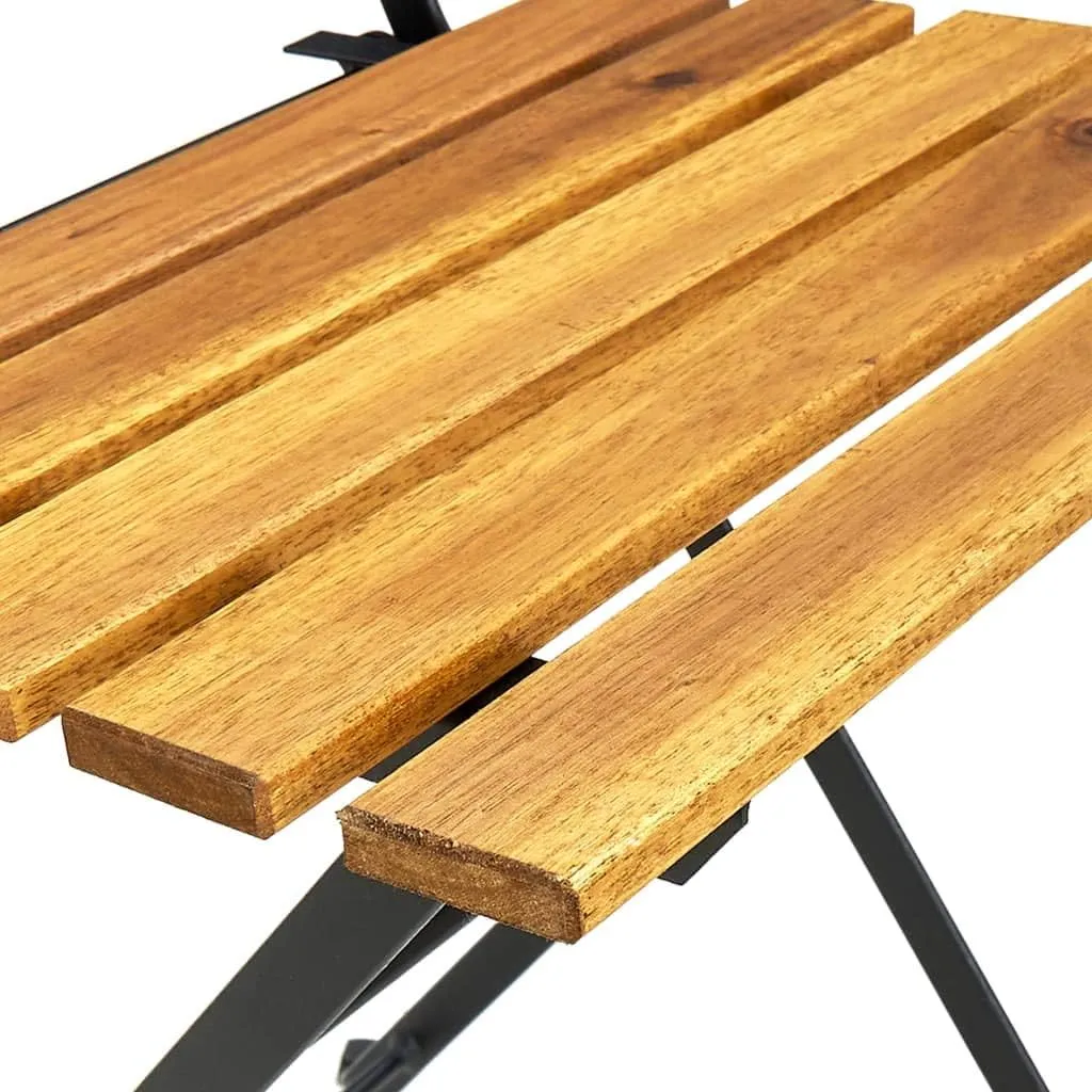 8 Pcs Folding Patio Chairs Solid Acacia Wood and Steel Frame for Garden Balcony Outdoor Dining Furniture