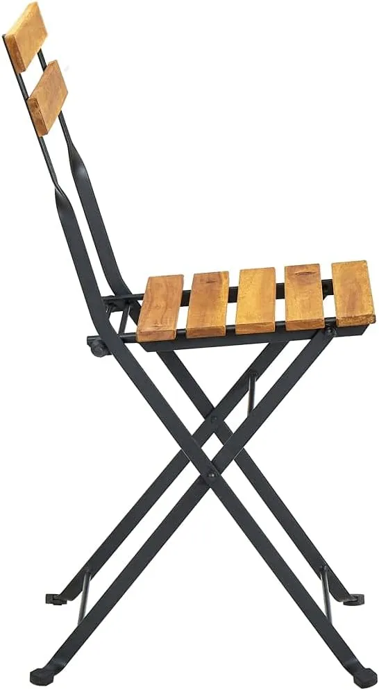 8 Pcs Folding Patio Chairs Solid Acacia Wood and Steel Frame for Garden Balcony Outdoor Dining Furniture
