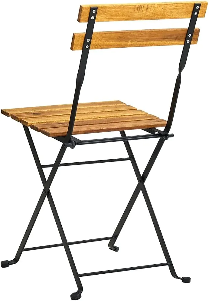 8 Pcs Folding Patio Chairs Solid Acacia Wood and Steel Frame for Garden Balcony Outdoor Dining Furniture