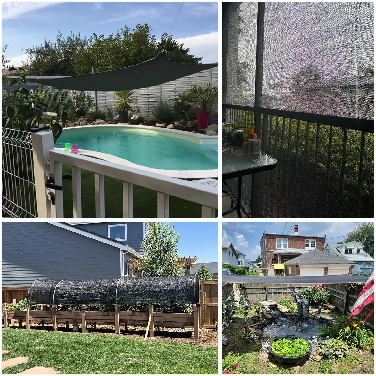 90% Shade Cloth Breathable UV Resistant Net with Reinforced, Garden Mesh Tarp for Greenhouse, Plant, Chicken Coop, Patio and Pergola, Black 2X2M, 3X4M, 4X5M, 6X8M(3.3X49.2FT)