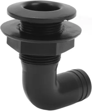 90° Thru Hull Fitting, Leakproof Easy Use Ergonomic Marine Thru Hull Connector for Yacht (Black)