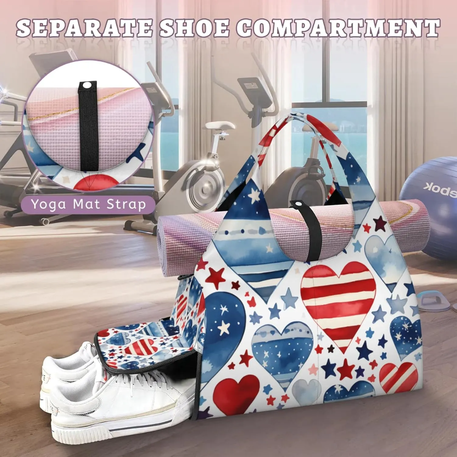 Abstract Paper Gym Bag Yoga Mat Tote for Women with Shoes Compartment Lightweight Duffle Travel Carrier Wet Dry Storage Pockets Adjustable Pilates Mats Shoulder Bags for Sport Swim