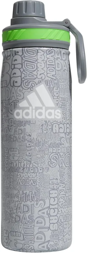 adidas 20 oz Stainless Steel Water Bottle, Insulated Double-Walled 18/8 Metal, Men, Women, Girls and Boys