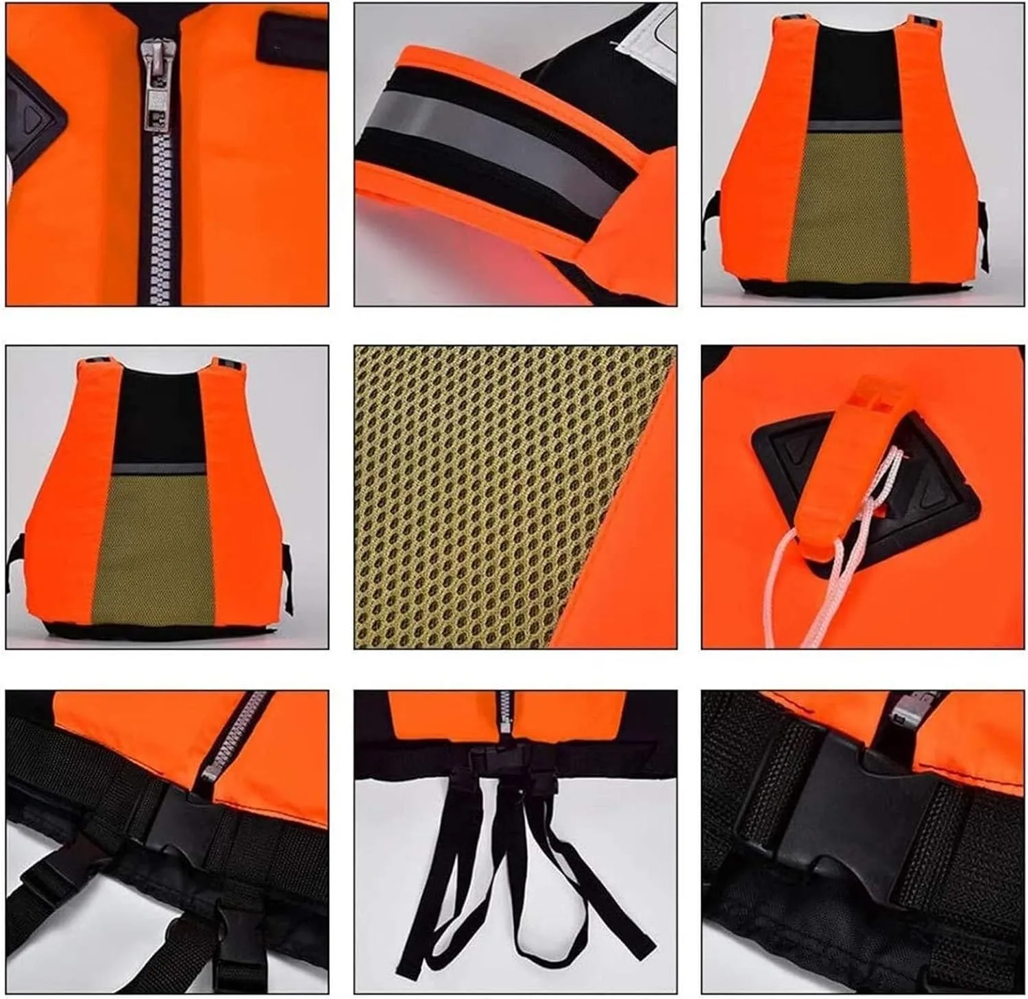 Adult Swimming Vest, Adult Kayak Vest with Zipper and Whistle for Water Sports, Swimming Rafting River Tracing Motorboat Surfing Sailing