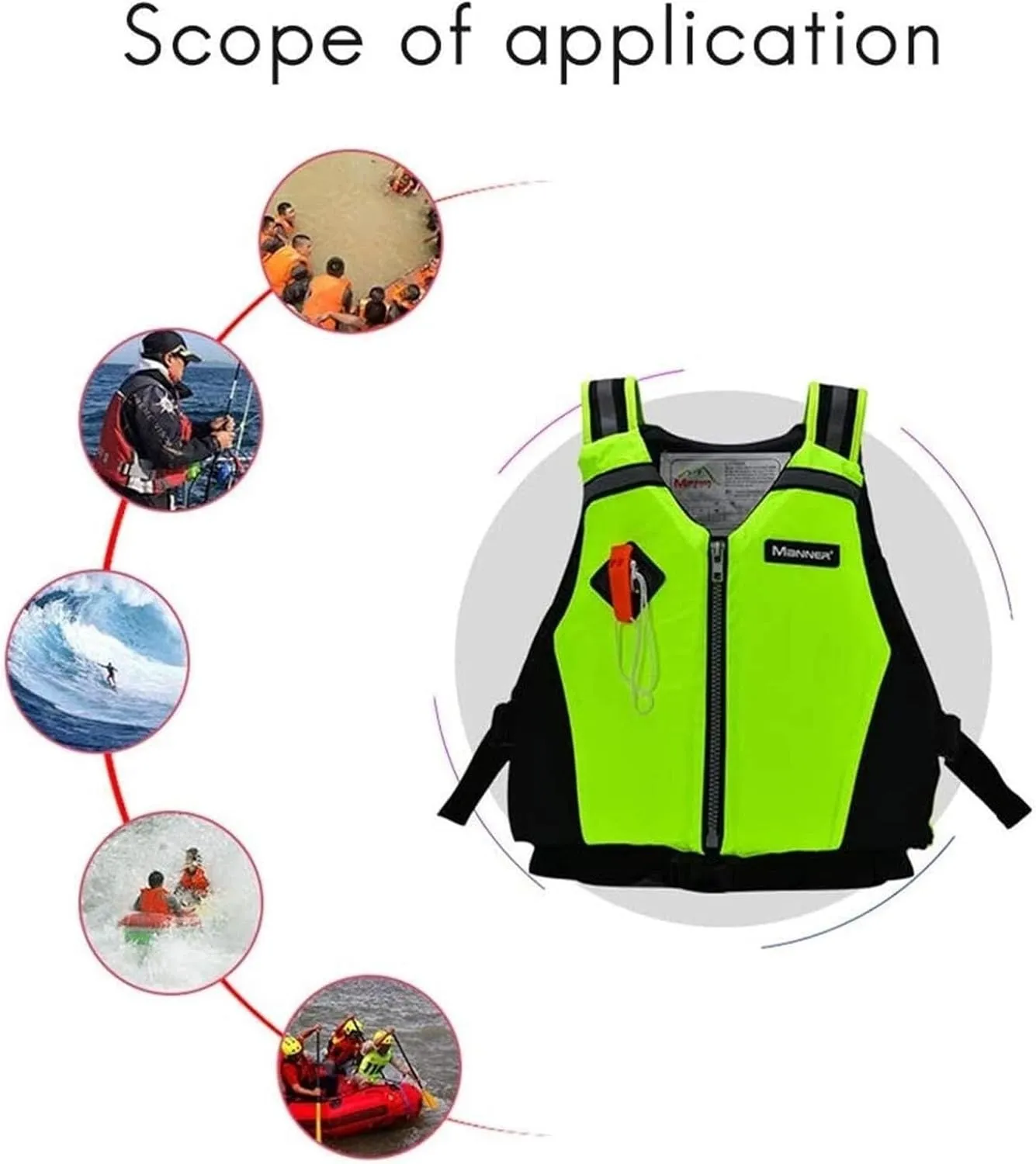 Adult Swimming Vest, Adult Kayak Vest with Zipper and Whistle for Water Sports, Swimming Rafting River Tracing Motorboat Surfing Sailing
