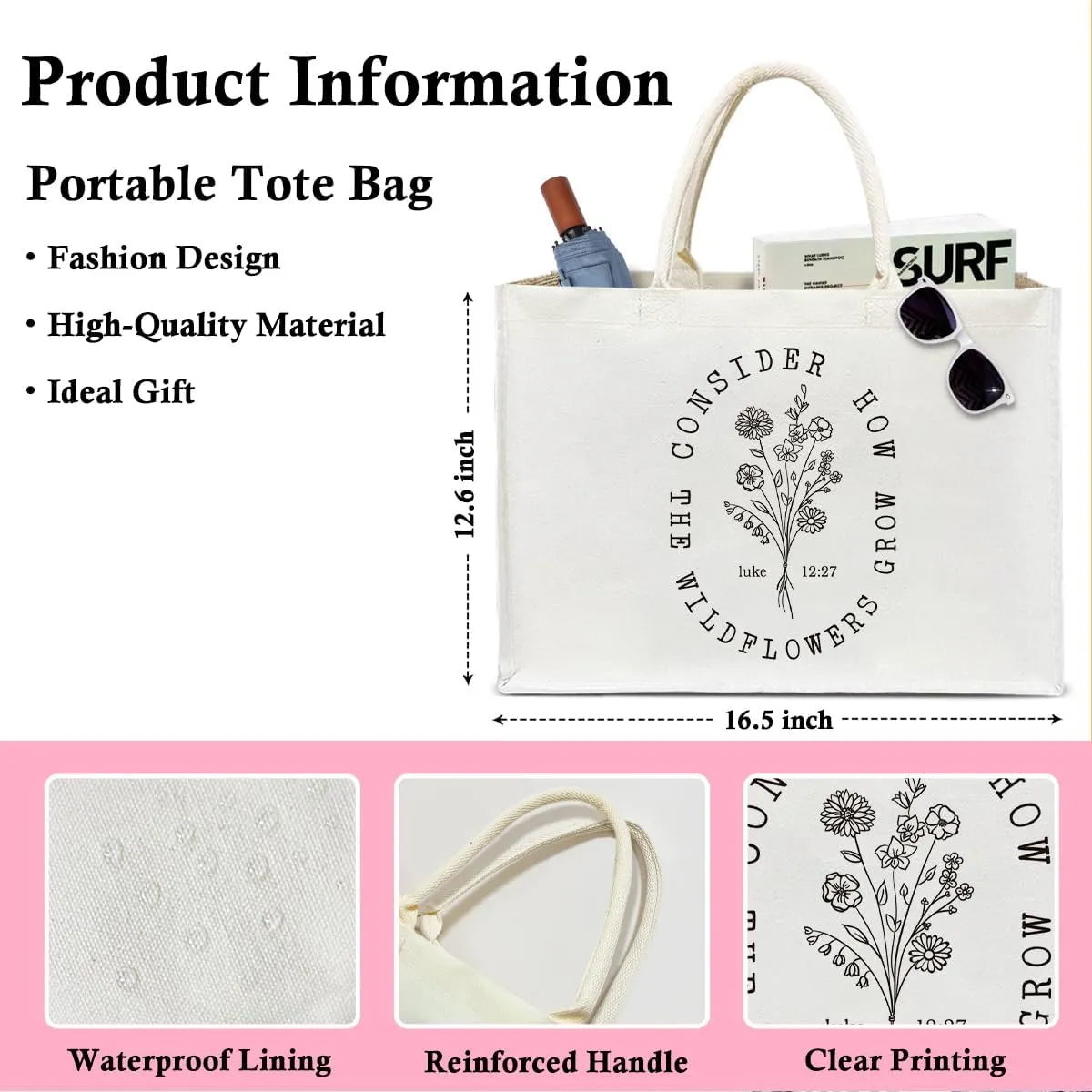 Aesthetic Tote Bag For Women, Reusable Grocery Beach Bag for friend family Gifts for Christmas Thanksgiving Day - D