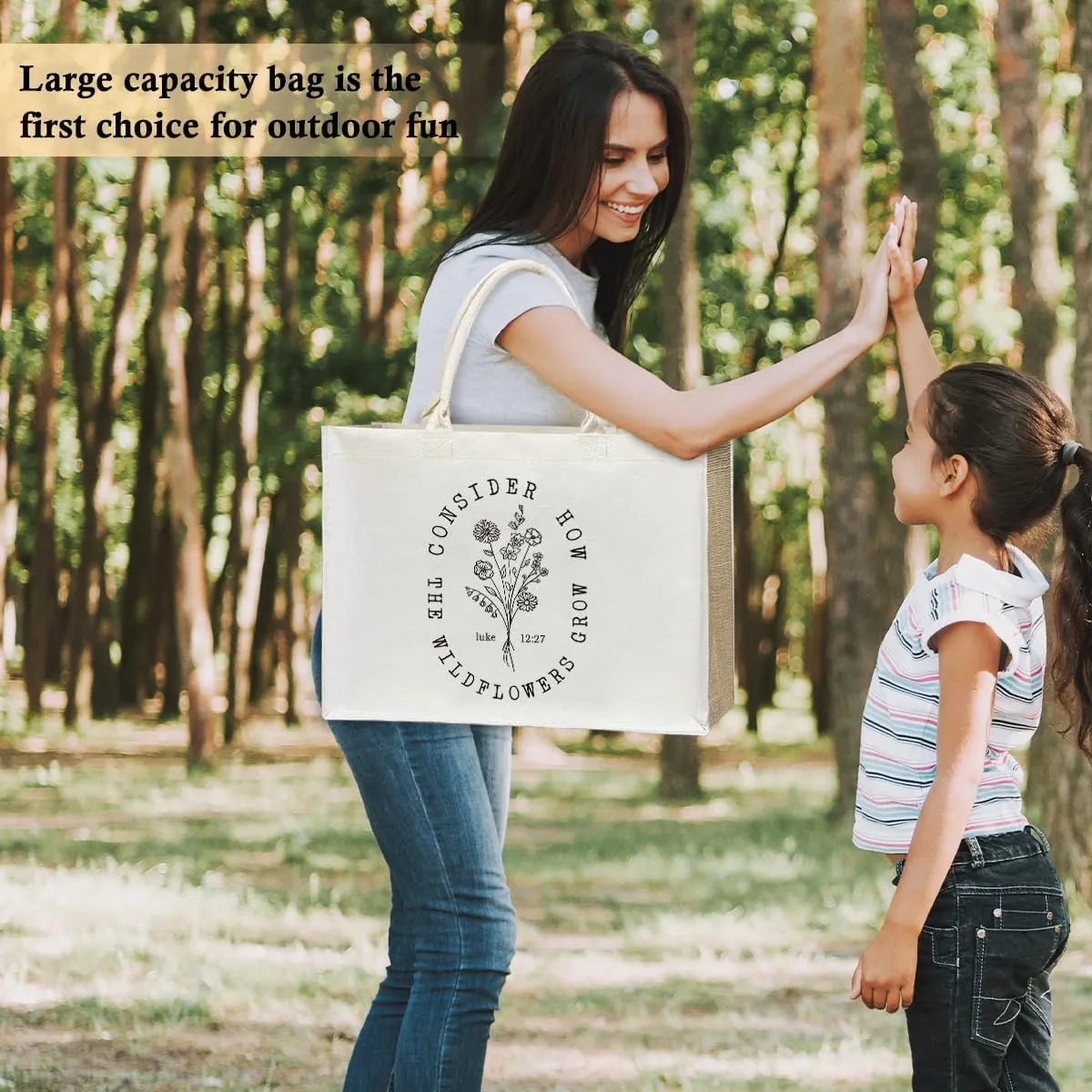Aesthetic Tote Bag For Women, Reusable Grocery Beach Bag for friend family Gifts for Christmas Thanksgiving Day - D