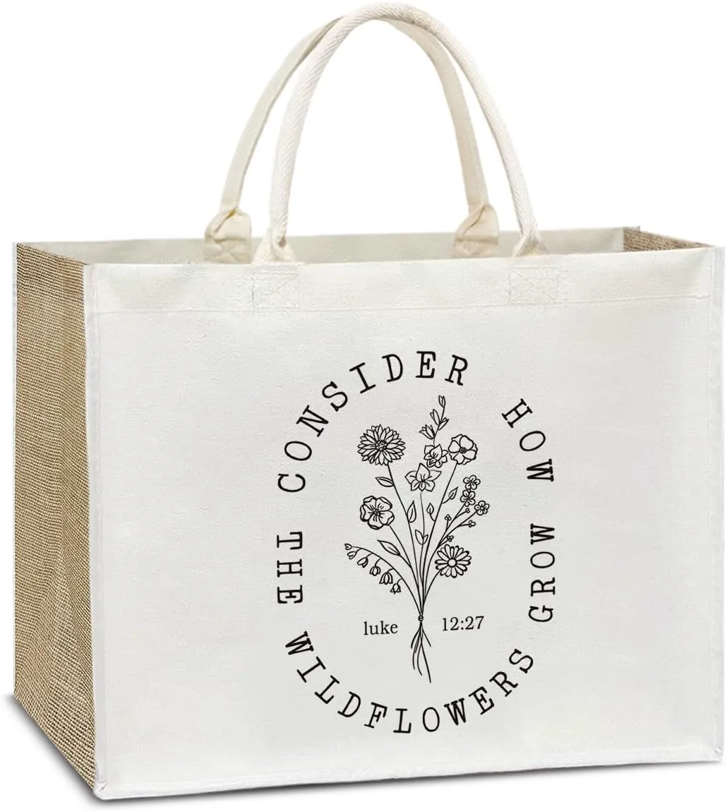 Aesthetic Tote Bag For Women, Reusable Grocery Beach Bag for friend family Gifts for Christmas Thanksgiving Day - D