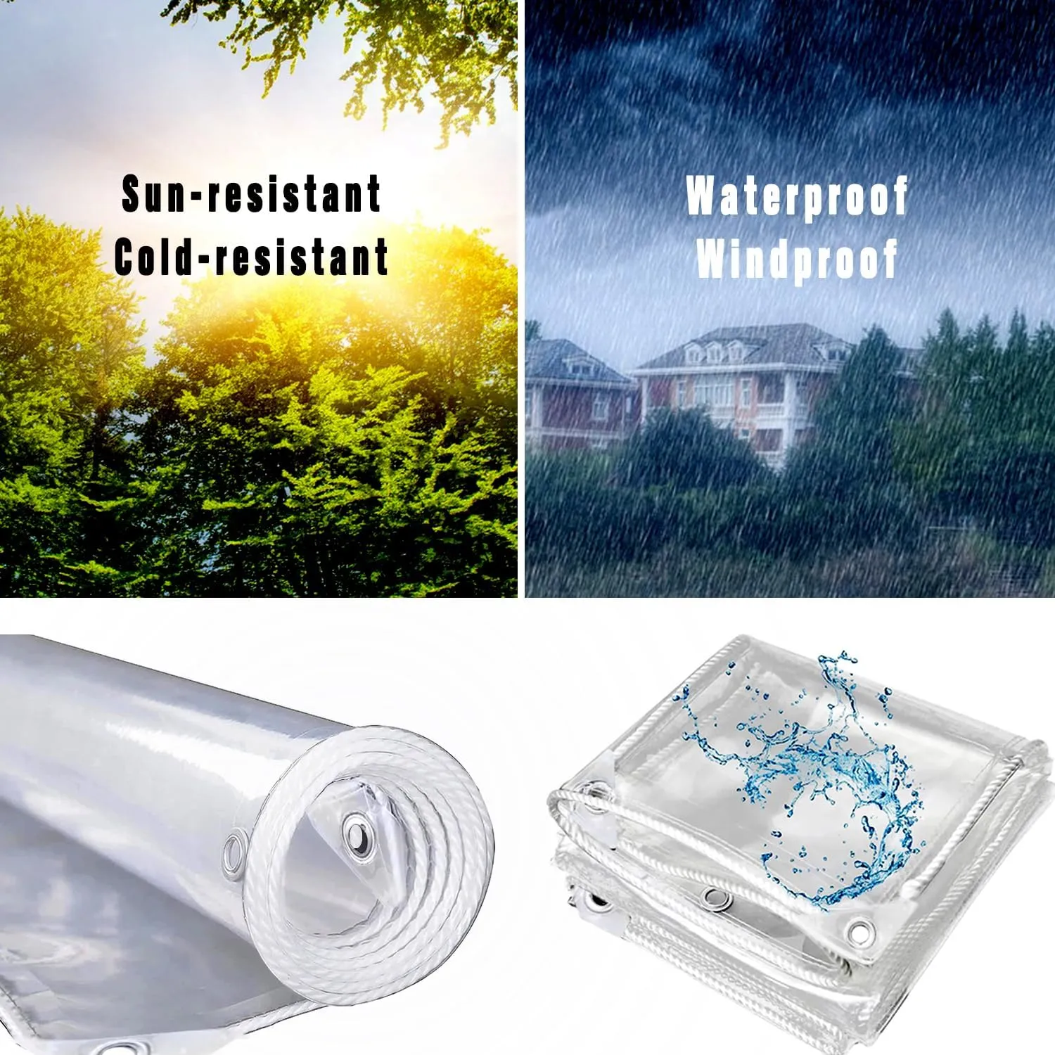 AHWEKR 3.3' x 8.2' Clear Tarp, Transparent Tarp Heavy Duty Waterproof with Grommets, Reinforced Edges are Durable, Thick and Tear-Resistant, Multipurpose Greenhouse, Outdoor Porches, Nursery, Etc.
