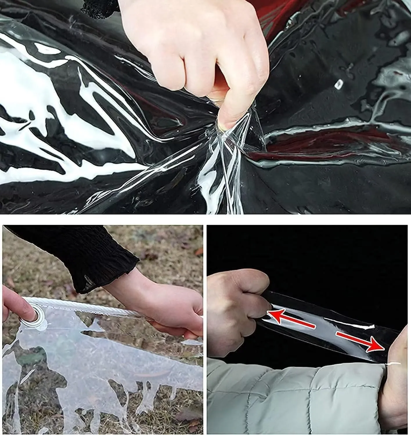 AHWEKR 3.3' x 8.2' Clear Tarp, Transparent Tarp Heavy Duty Waterproof with Grommets, Reinforced Edges are Durable, Thick and Tear-Resistant, Multipurpose Greenhouse, Outdoor Porches, Nursery, Etc.