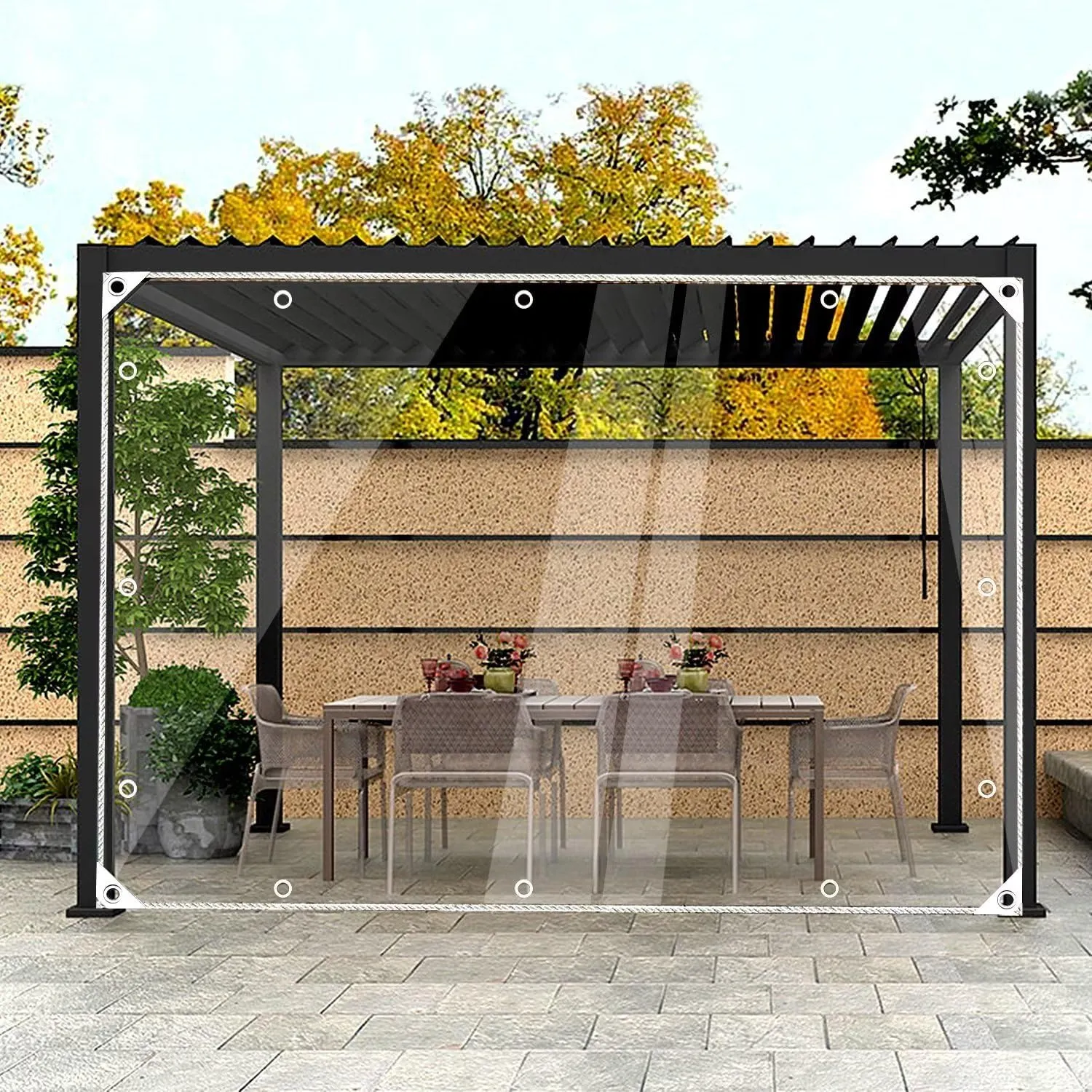 AHWEKR 3.3' x 8.2' Clear Tarp, Transparent Tarp Heavy Duty Waterproof with Grommets, Reinforced Edges are Durable, Thick and Tear-Resistant, Multipurpose Greenhouse, Outdoor Porches, Nursery, Etc.
