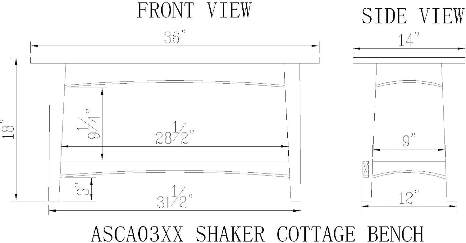 Alaterre Furniture Shaker Cottage Bench with Shelf, Ivory