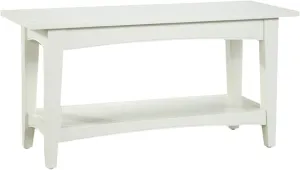 Alaterre Furniture Shaker Cottage Bench with Shelf, Ivory