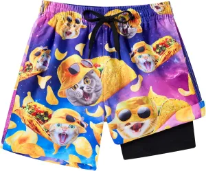 ALISISTER Boys Swim Trunks with Compression Liner with Pockets Bathing Suit 2-20 Years Old