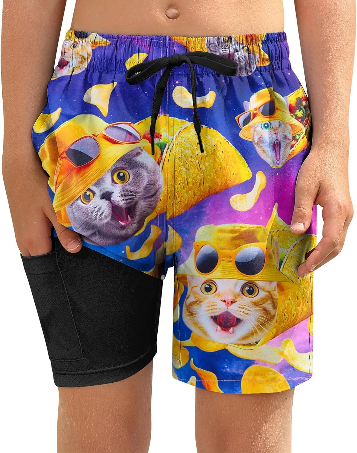 ALISISTER Boys Swim Trunks with Compression Liner with Pockets Bathing Suit 2-20 Years Old