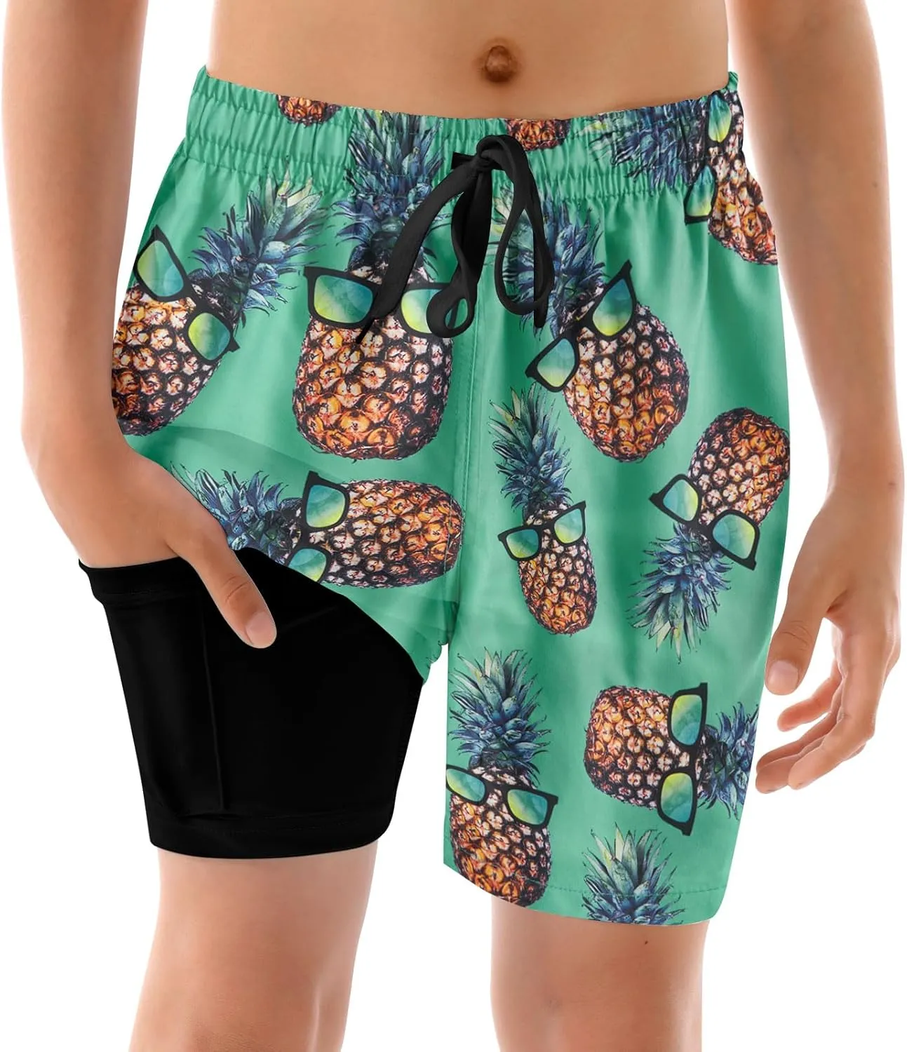 ALISISTER Boys Swim Trunks with Compression Liner with Pockets Bathing Suit 2-20 Years Old