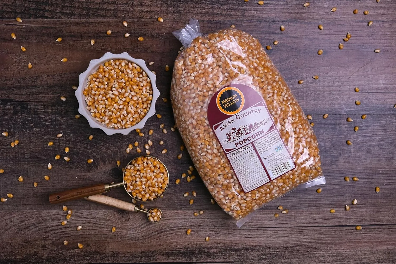 Amish Country Popcorn | 6 lb Bag | Medium Yellow Popcorn Kernels | Old Fashioned, Non-GMO and Gluten Free (Medium Yellow - 6 lb Bag)