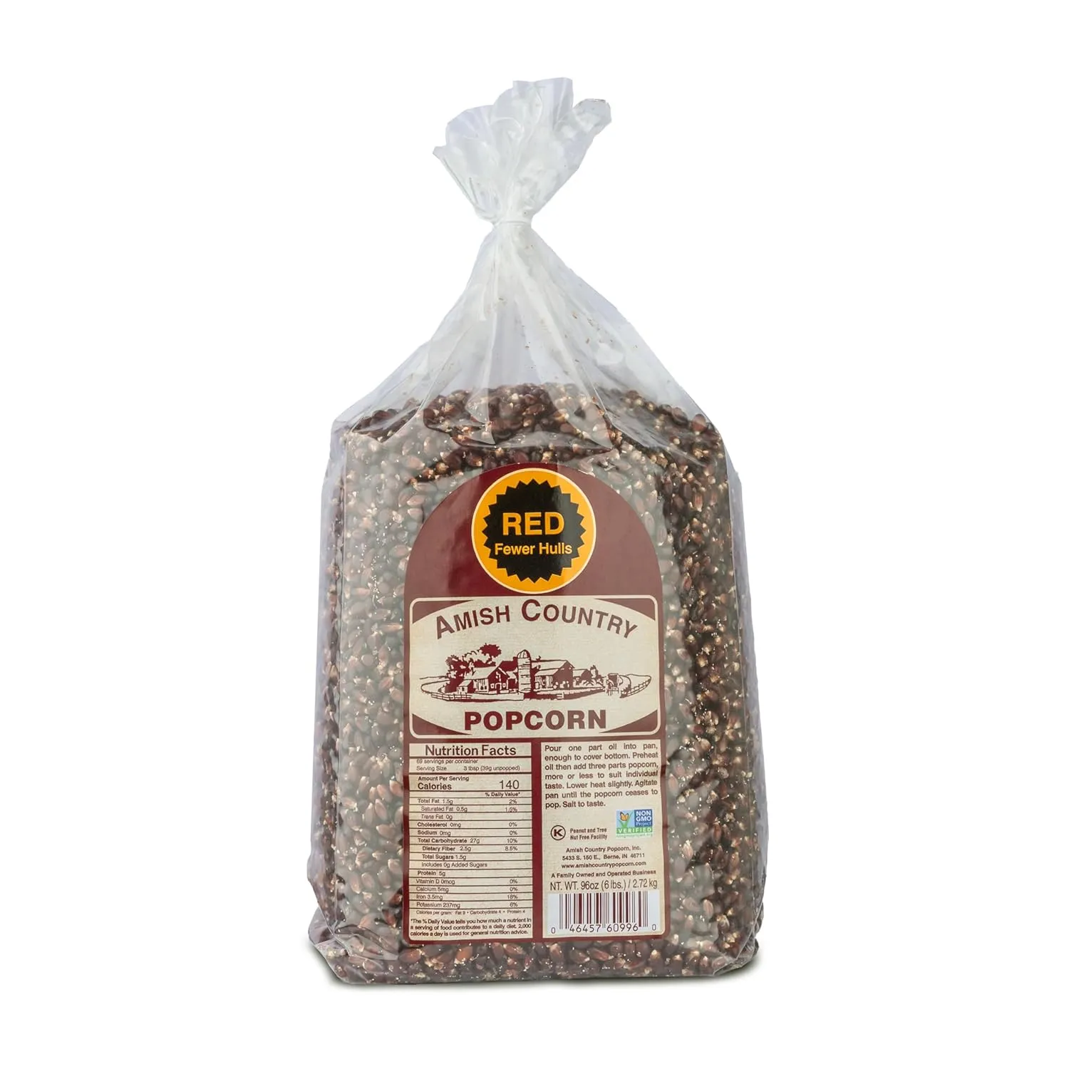 Amish Country Popcorn | 6 lbs Bag | Red Popcorn Kernels | Old Fashioned, Non-GMO and Gluten Free (Red - 6 lbs Bag)
