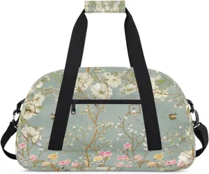 Animal Bird Gym Duffel Bag for Men Women Colorful Flowers Sports Tote Bag with Adjustable Shoulder Strap for Dance Gymnastics Traveling Outdoor Camping Overnight Stay