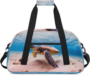 Animal Turtle Gym Duffel Bag for Men Women Ocean Sea Sports Tote Bag with Adjustable Shoulder Strap for Dance Gymnastics Traveling Outdoor Camping Overnight Stay