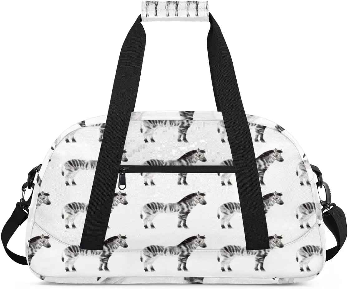 Animal Zebra Gym Duffel Bag for Men Women Ink Painting Sports Tote Bag with Adjustable Shoulder Strap for Dance Gymnastics Traveling Outdoor Camping Overnight Stay