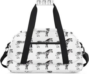Animal Zebra Gym Duffel Bag for Men Women Ink Painting Sports Tote Bag with Adjustable Shoulder Strap for Dance Gymnastics Traveling Outdoor Camping Overnight Stay