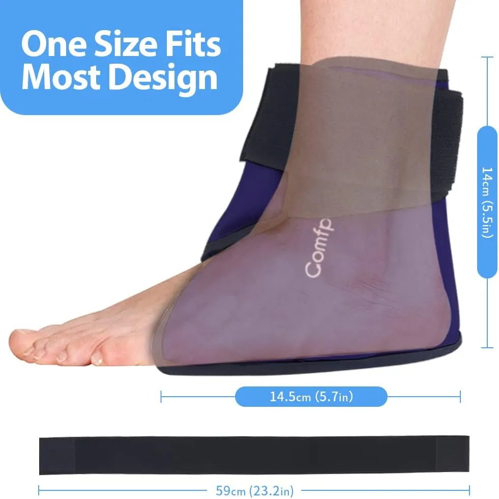 Ankle Ice Pack Wrap Heel Ice Pack for Pain Relief, Hot Cold Therapy Foot Ice Pack Wrap for Plantar Fasciitis, Achilles Tendonitis, Sprain, Swelling, Heel Spur, 2Packs