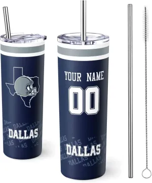 ANTKING Dallas Mug Coffee Cup Travel Tumbler Custom Name Number for Men Women Youth Gifts