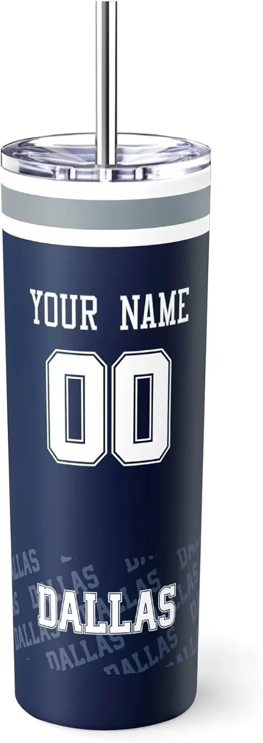 ANTKING Dallas Mug Coffee Cup Travel Tumbler Custom Name Number for Men Women Youth Gifts