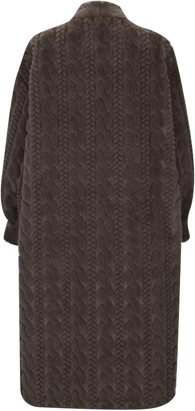 Autumn and Winter Thickened Women's Elongated Imitation Mink Cardigan Jacket Integrated Coat Pleated Back Denim