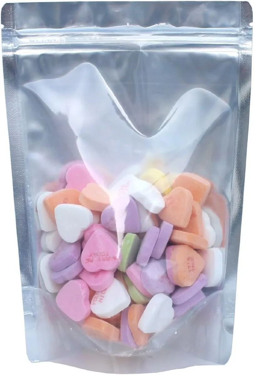 AwePackage 100 Pack of 6"x8.75" Airtight Zipper Stand Up Pouch Bag - Clear Front Aluminum Foil Back Heat Sealable Zip Lock