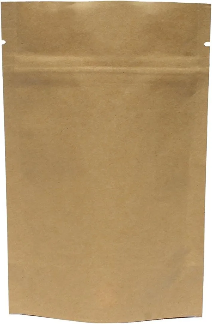 AwePackage 2 oz Stand up Zipper Pouch Bag - FDA and USDA compliant Heavy Barrier 4X6X2 Inch (200, Natural Kraft)