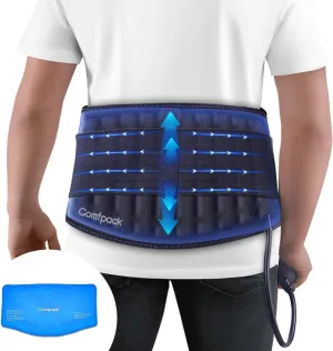 Back Ice Pack for Lower Back Pain with Compression Air Pump, Lumbar Support Brace with Hot Cold Therapy Gel Pack, Relief for Sciatica, Coccyx, Scoliosis Herniated Disc, Spine Surgery