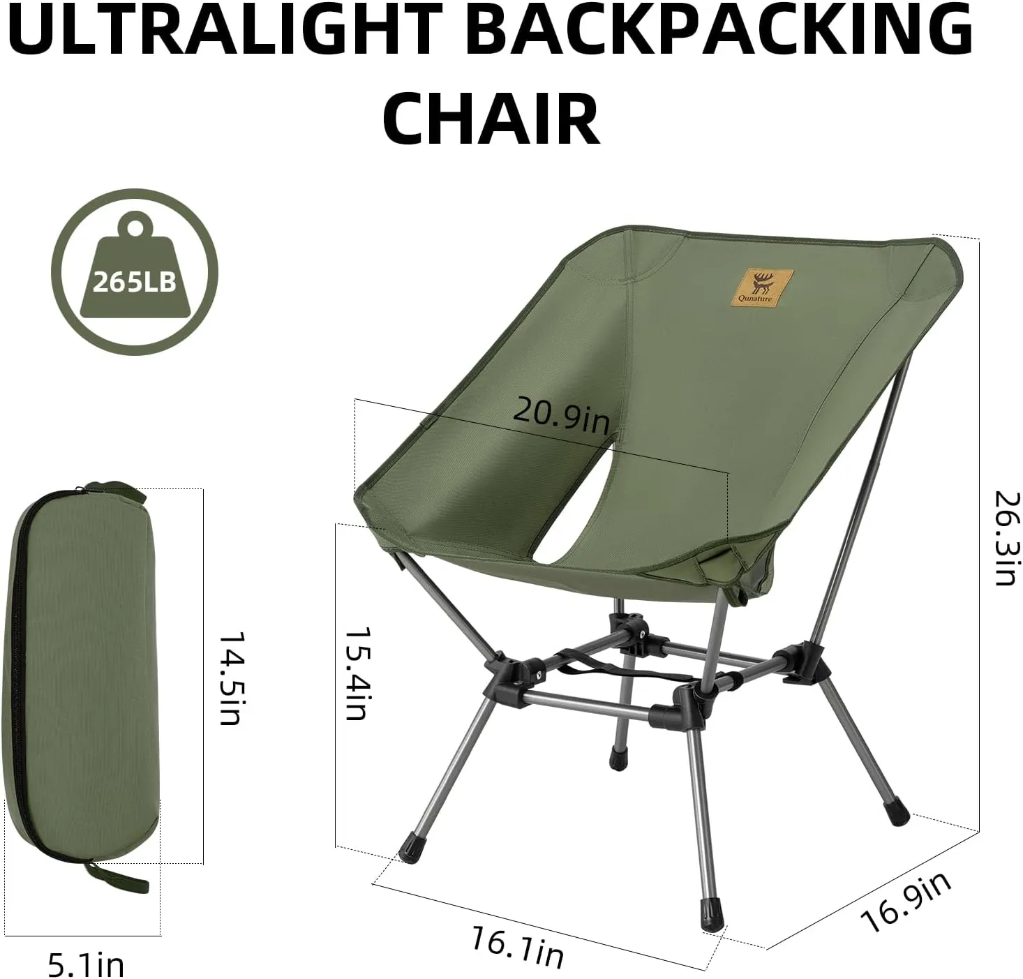 Backpacking Chair Portable Folding Camp Chair Compact Foldable Chairs Ultra Lightweight Outdoor Balcony/Garden/Travel/Party/Fishing Chair with Storage Bag
