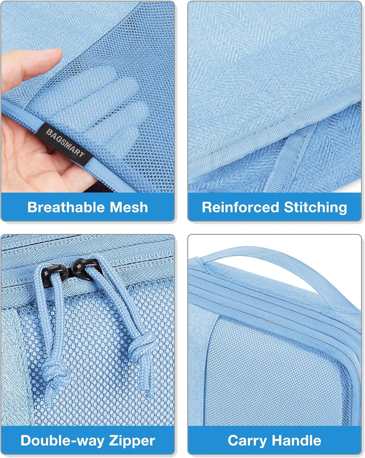 BAGSMART Compression Packing Cubes for Travel, 6 Set Packing Cubes for Carry on Suitcases, Compression Travel Cubes & Suitcase Organizer for Packing with Shoe Bag