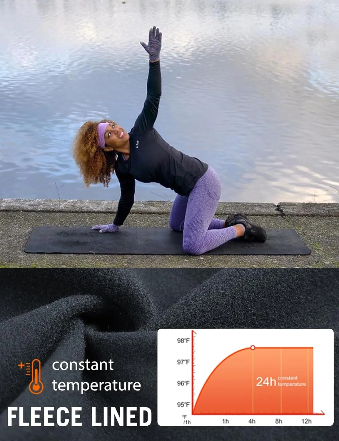 baleaf Thermal Shirts for Women Long Sleeve Fleece Tops Running Workout Cold Weather Gear Compression Zipper Pocket