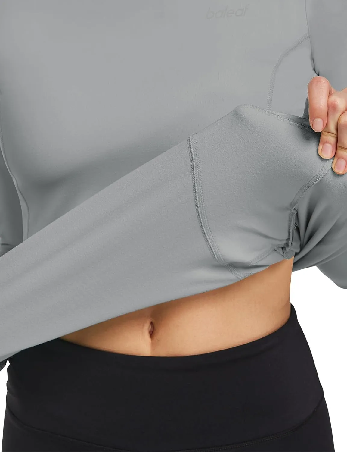 baleaf Thermal Shirts for Women Long Sleeve Fleece Tops Running Workout Cold Weather Gear Compression Zipper Pocket
