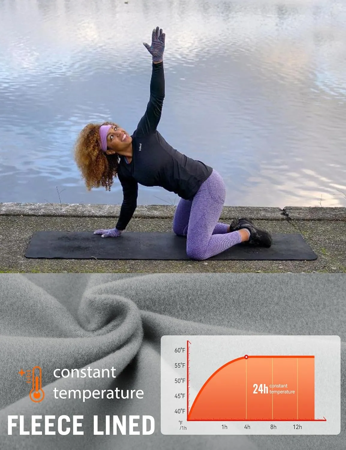 baleaf Thermal Shirts for Women Long Sleeve Fleece Tops Running Workout Cold Weather Gear Compression Zipper Pocket