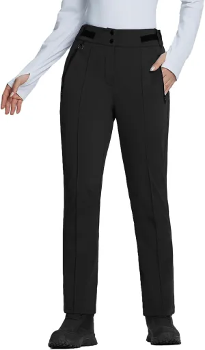 baleaf Women's Snow Pants Fleece Lined Waterproof Softshell Insulated Thermal Winter Pants with Pockets Snowboarding Hiking