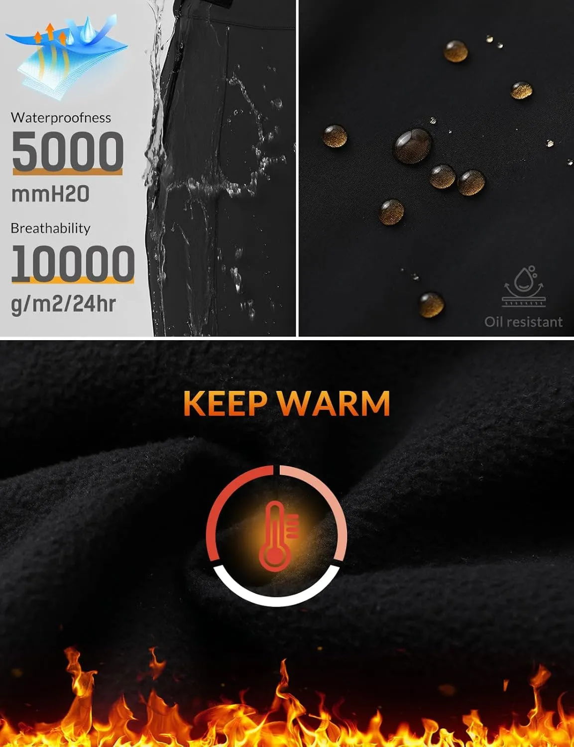 baleaf Women's Snow Pants Fleece Lined Waterproof Softshell Insulated Thermal Winter Pants with Pockets Snowboarding Hiking