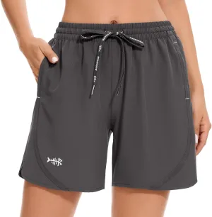 BASSDASH Women’s 5” Fishing Shorts UPF 50  Water Resistant Quick Dry Athletic Hiking Shorts with Pockets FP05W