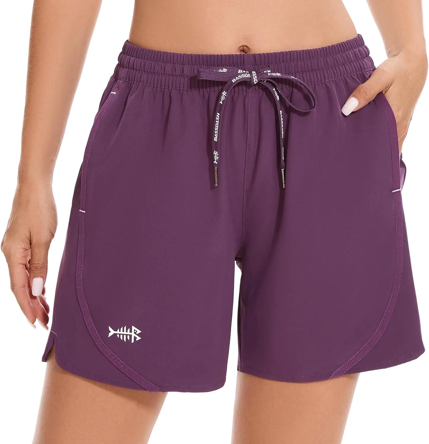 BASSDASH Women’s 5” Fishing Shorts UPF 50  Water Resistant Quick Dry Athletic Hiking Shorts with Pockets FP05W