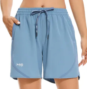 BASSDASH Women’s 5” Fishing Shorts UPF 50  Water Resistant Quick Dry Athletic Hiking Shorts with Pockets FP05W