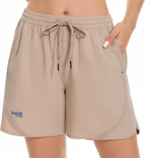 BASSDASH Women’s 5” Fishing Shorts UPF 50  Water Resistant Quick Dry Athletic Hiking Shorts with Pockets FP05W
