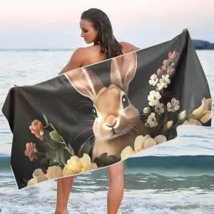 Beach Towel Bunny Gothic Black Quick Dry Pool Towels 30" x 60" Sand Proof Absorbent Camping Yoga Towel for Swimming Pool, Picnic, Gym