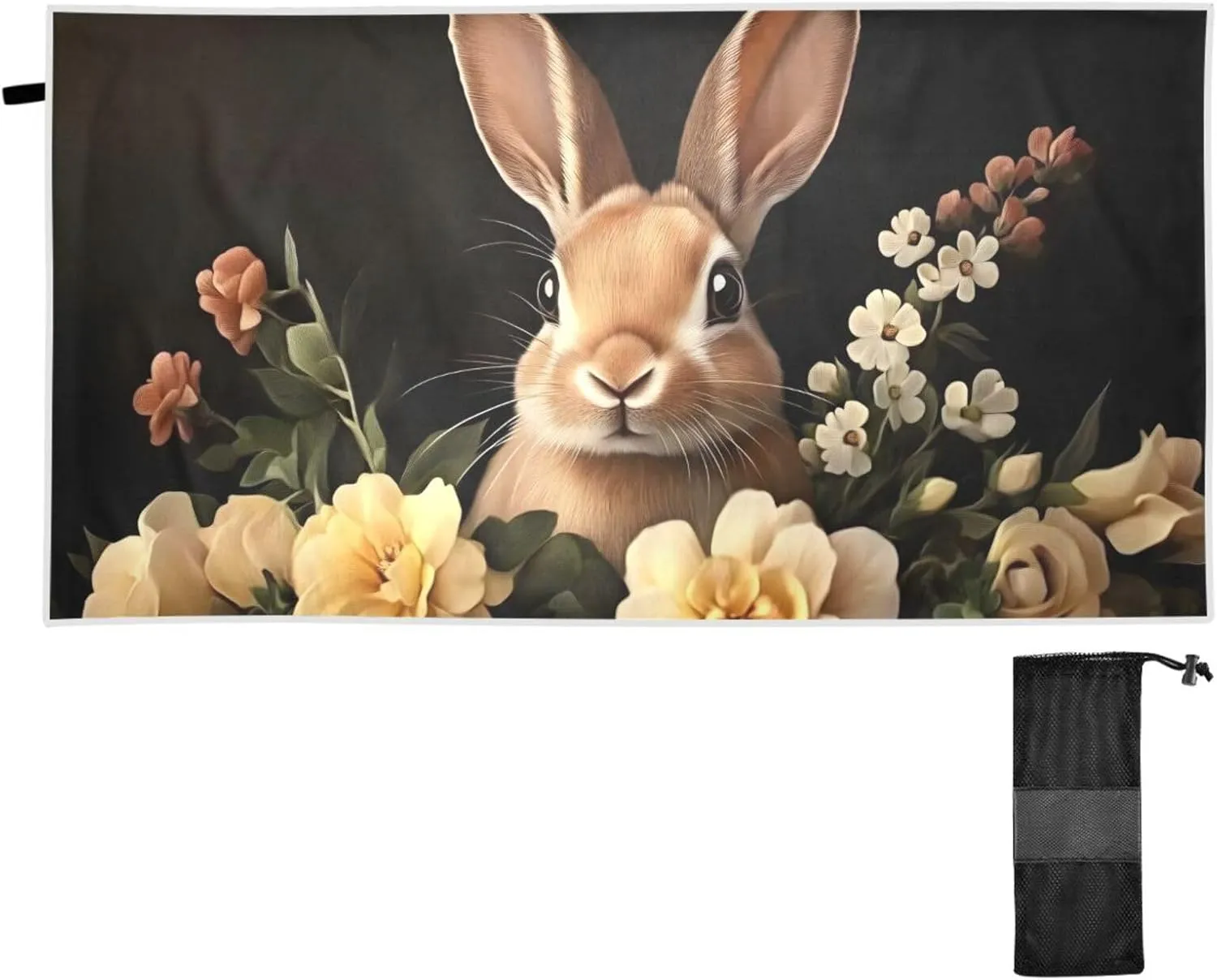 Beach Towel Bunny Gothic Black Quick Dry Pool Towels 30" x 60" Sand Proof Absorbent Camping Yoga Towel for Swimming Pool, Picnic, Gym