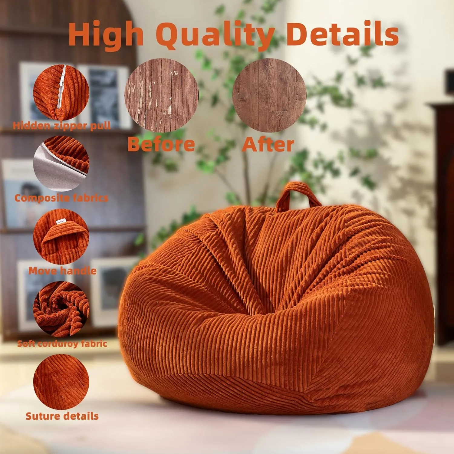 Bean Bag Chair (No Filler),Stuffed Animal Storage Bean Bag Cover for Kids,Toddler Bean Bag,Kids Bean Bag for Adults,Teens,Fluffy Large Bean bagchair