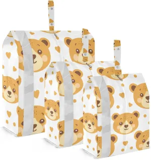 Bear Travel Storage Bag with Lanyard - Portable Lightweight Classified Storage Bag with Zipper, Dust and Waterproof Travel Packing Cube for Suitcase,3 Pieces