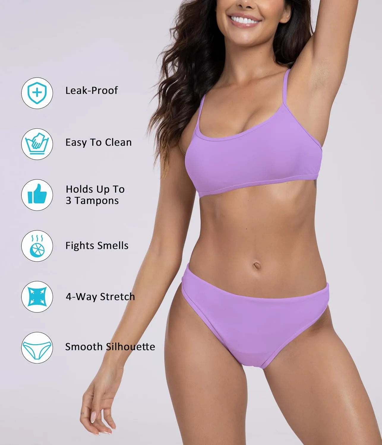 Beautikini Period Swimwear for Teens Menstrual Leakproof Spaghetti Straps Period Bikini Period Bathing Suits for Teen Girls