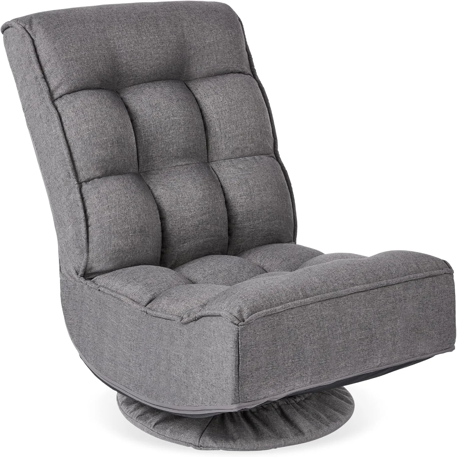 Best Choice Products Reclining Folding Floor Gaming Chair for Home, Office, Lounging, Reading w/ 360-Degree Swivel, 4 Adjustable Positions, Tufted Cushions - Dark Gray